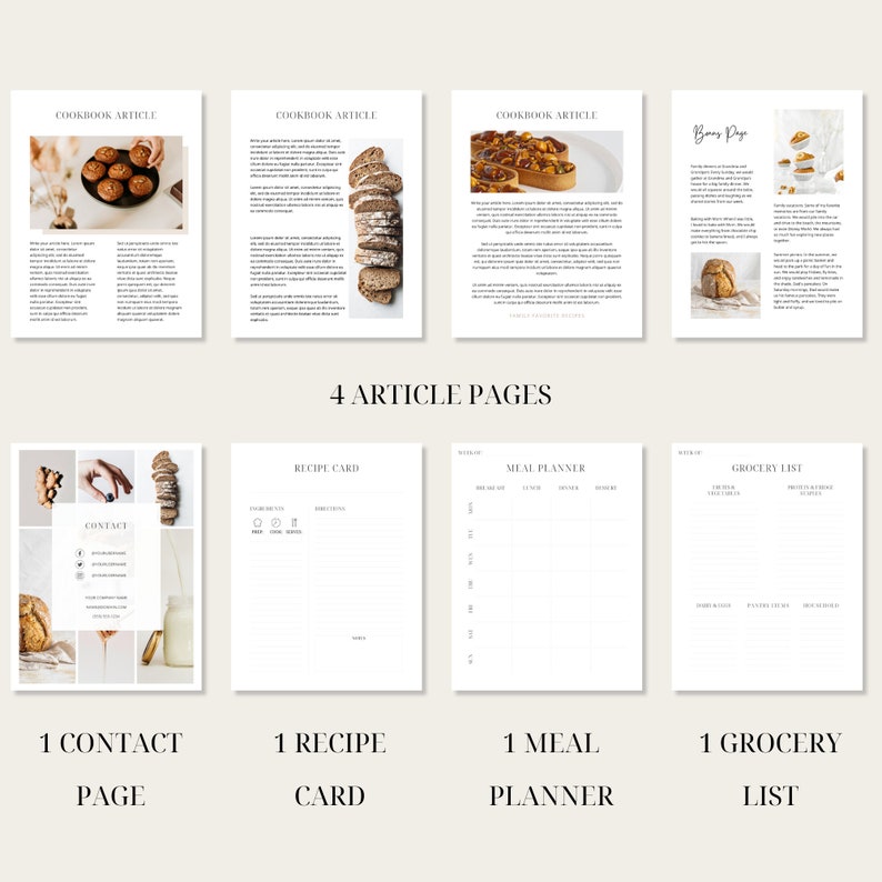 Cookbook Template, Editable Recipe Book Template, Printable Recipe Ebook, Canva Templates