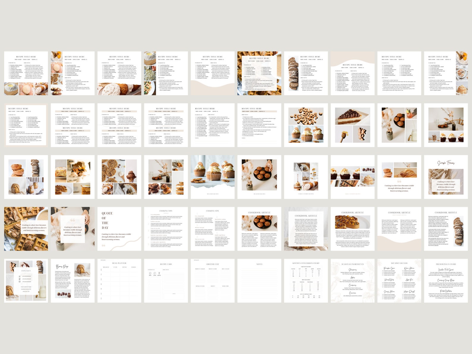 Cookbook Template for Canva, Editable Cookbook Pages, Family Recipes ...