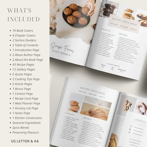100 Page Cookbook Template, Recipe Book Template, Cook Book Template, Recipe Template, Canva Templates