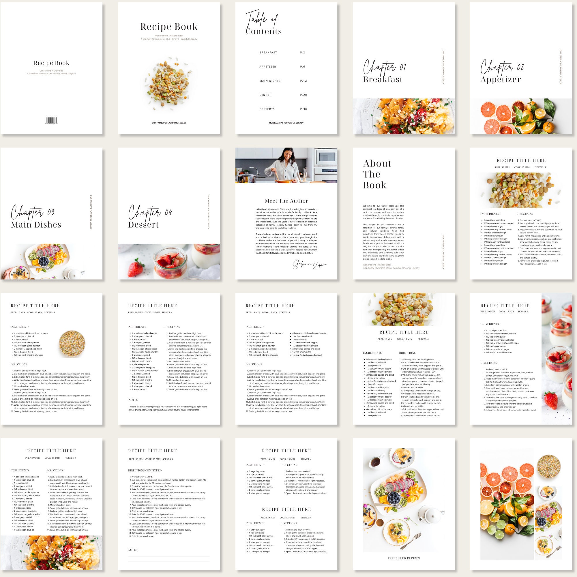 Mini Recipe Design 20 Page Mini Recipe Book Template, Editable Canva Cookbook template ...
