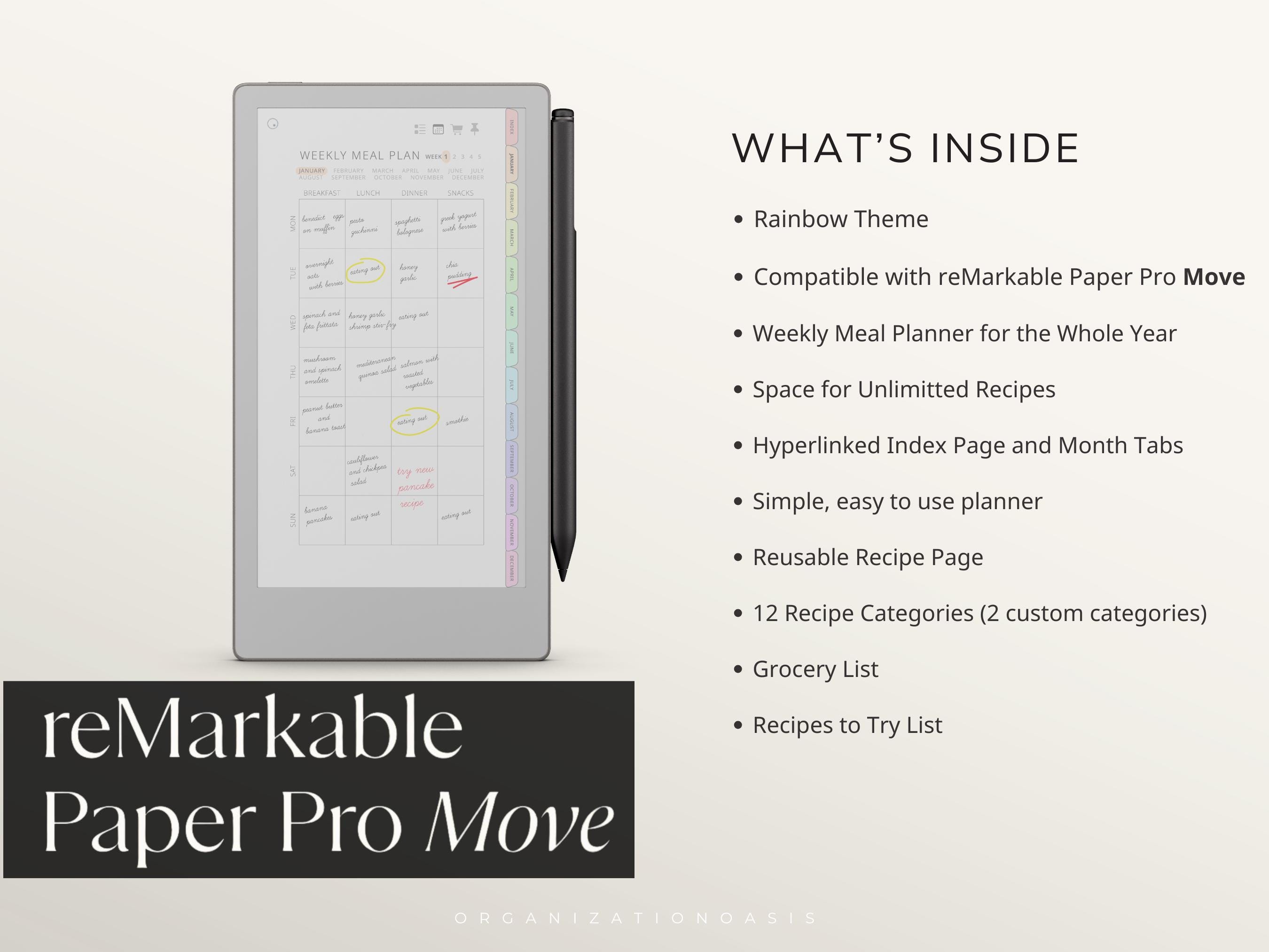 Remarkable Paper Pro Move Meal Planner Template With Hyperlinked ...