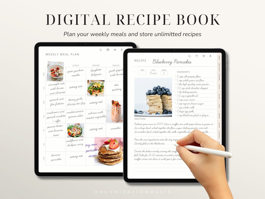 Digital Recipe Book for Goodnotes, Notability, Digital Meal Planner ...