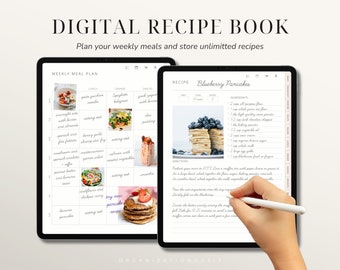 Libro de recetas digital para GoodNotes, Notabilidad, Planificador de comidas digital, Plantilla de libro de cocina digital, Planificador de iPad GoodNotes, Plantilla de libro de recetas