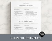 2 Recipes Page Template for Short Recipes, Editable Recipe Canva Template, Editable Recipe Sheets, Printable Cookbook Template