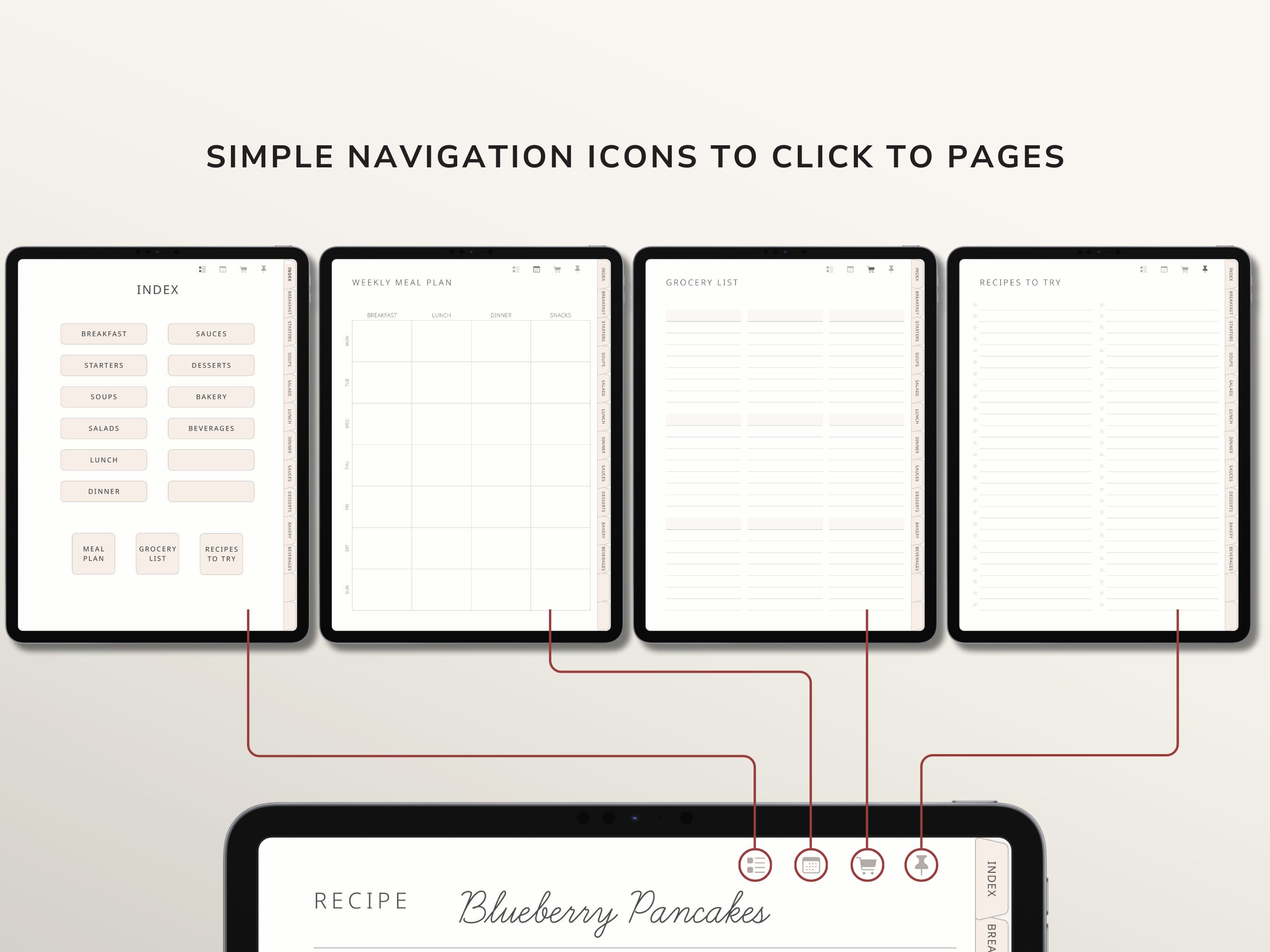 Digital Recipe Book for Goodnotes, Notability, Digital Meal Planner ...