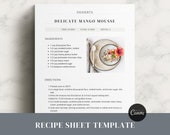 Modern Recipe Template, Editable Recipe Sheet Template Canva, Printable Recipe Book, Classic Cookbook Template
