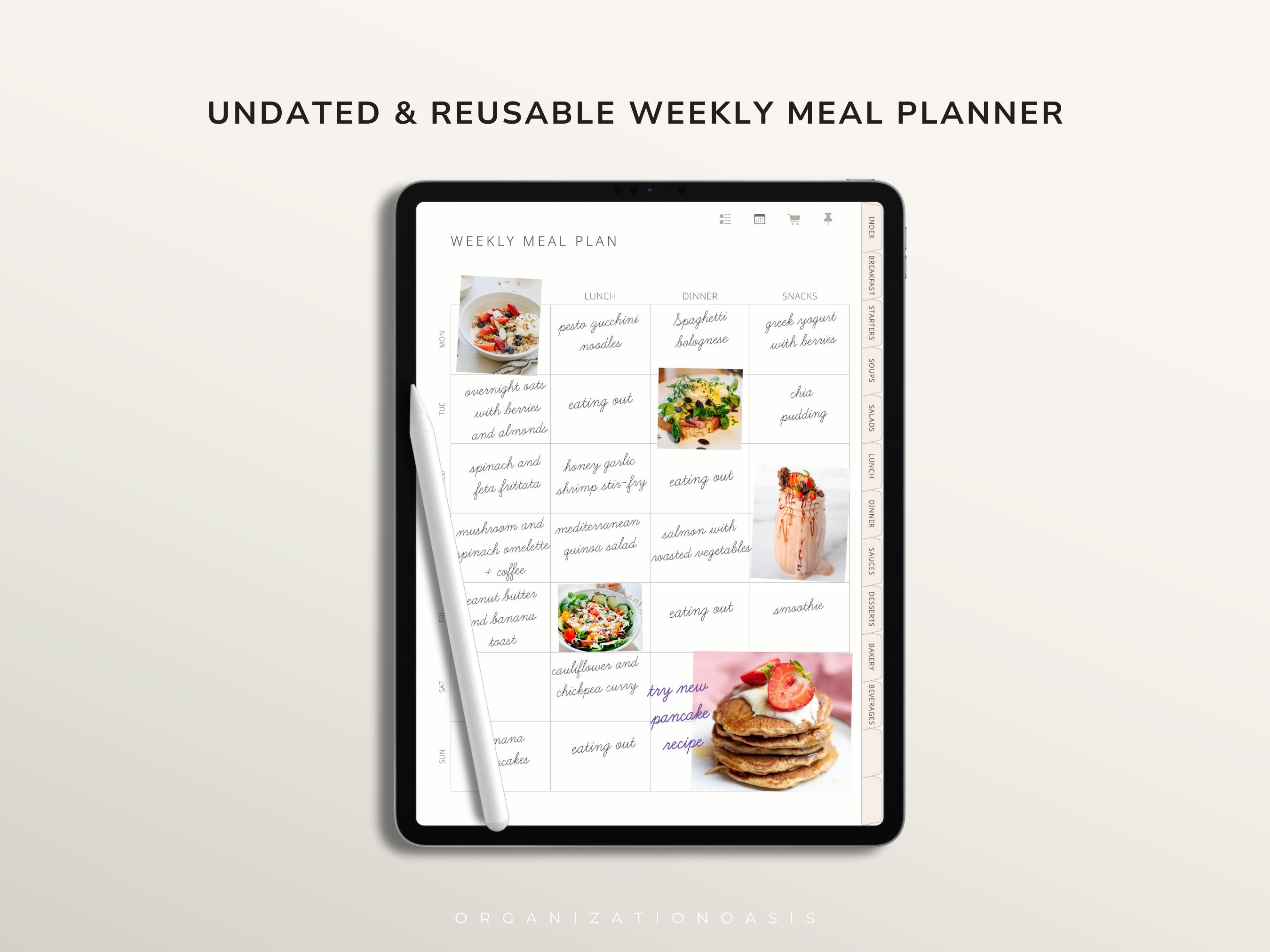 Digital Recipe Book for Goodnotes, Notability, Digital Meal Planner ...