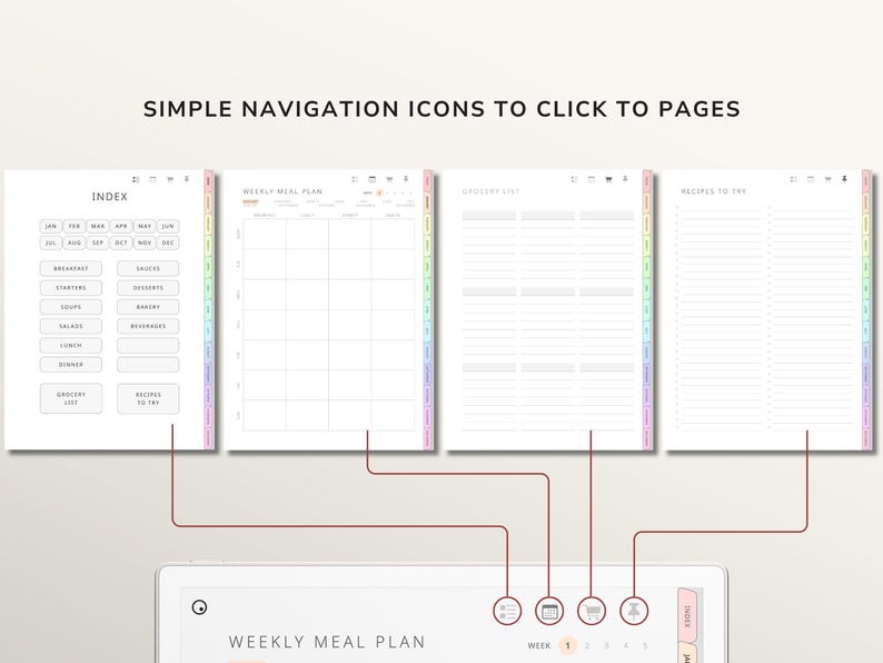 Meal Planner Template for Remarkable Paper Pro With Hyperlinked ...