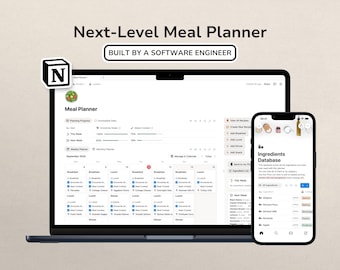 Notion Meal Planner Template , Smart Grocery List with Cost Tracker, Weekly & Monthly Meal Planning, Notion Food Journal