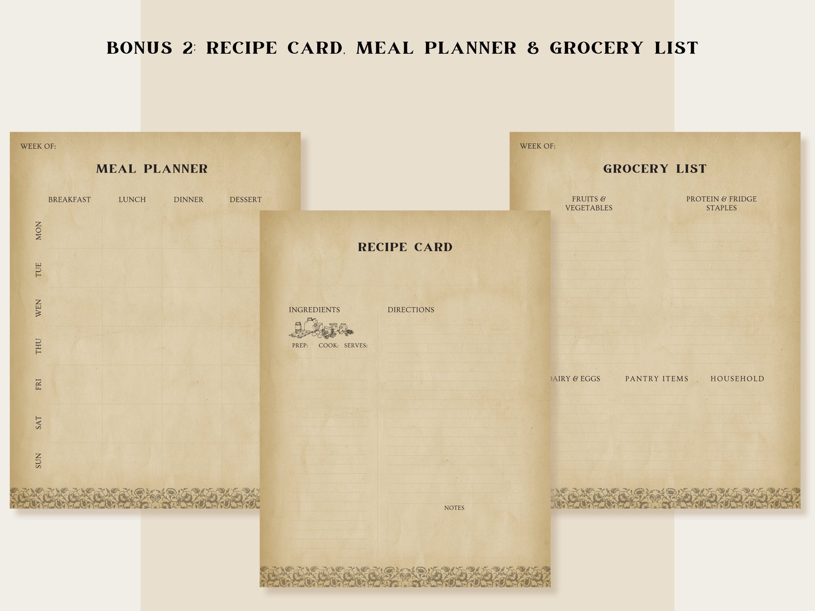 Vintage Recipe Template for Canva, Vintage Recipe Box, Printable Family ...
