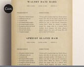 2 Recipes Page Template for Short Recipes, Retro Recipe Template, Vintage Canva Template, Editable Recipe Pages, Printable Cookbook Template