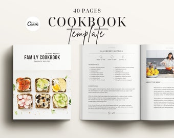 Editable Cookbook Template, Colorful Cookbook PDF Template, Family Recipes eBook Template, Editable Recipe Book