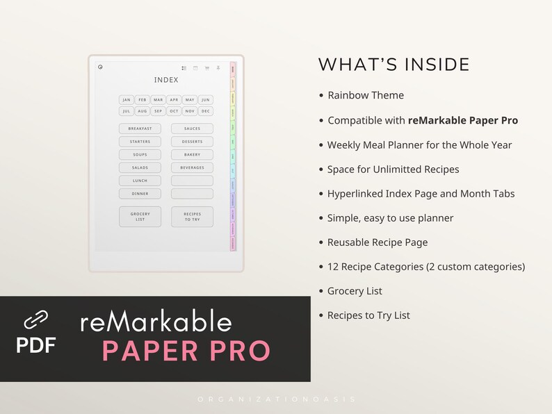 Meal Planner Template for Remarkable Paper Pro With Hyperlinked ...