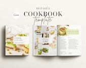 Recipe Book Template, Editable Cookbook Template, Printable Green Recipe ebook, Canva Templates