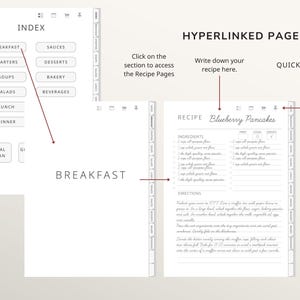 Digital Recipe Book for reMarkable 2 & 1, Hyperlinked Recipe Journal with Index ,12 Categories, Weekly Meal Planner & Grocery List