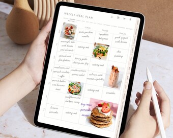 Pianificatore di pasti settimanali, pianificatore di pasti digitale, pianificatore di iPad GoodNotes, modello di piano di preparazione dei pasti, libro di ricette digitali