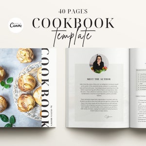Cookbook Template, Editable Recipe Book Template, Recipe Page Template, Printable Canva Template