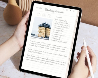 Libro de recetas digital para GoodNotes, Notabilidad, Planificador de comidas digital, Plantilla de libro de cocina digital, Planificador de iPad GoodNotes, Plantilla de libro de recetas