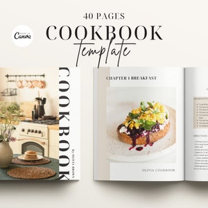 Cookbook Template, Recipe Book Template, Printable Recipe eBook, Editable Canva Template