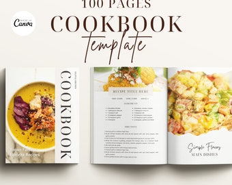 Cookbook Template, Recipe Book Template, Canva Templates, Cook Book Template, Recipe Template