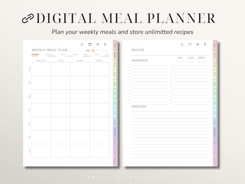 Meal Planner Template for Remarkable Paper Pro With Hyperlinked ...