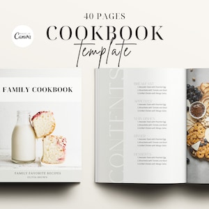 Cookbook Template, Editable Recipe Book Template, Recipe Page Template, Printable Canva Template