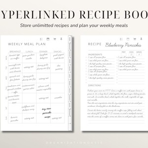 Digital Recipe Book for reMarkable 2 & 1, Hyperlinked Recipe Journal with Index ,12 Categories, Weekly Meal Planner & Grocery List
