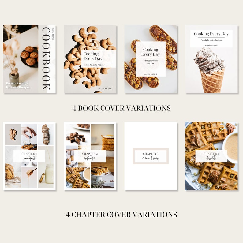 Cookbook Template, Editable Recipe Book Template, Printable Recipe Ebook, Canva Templates