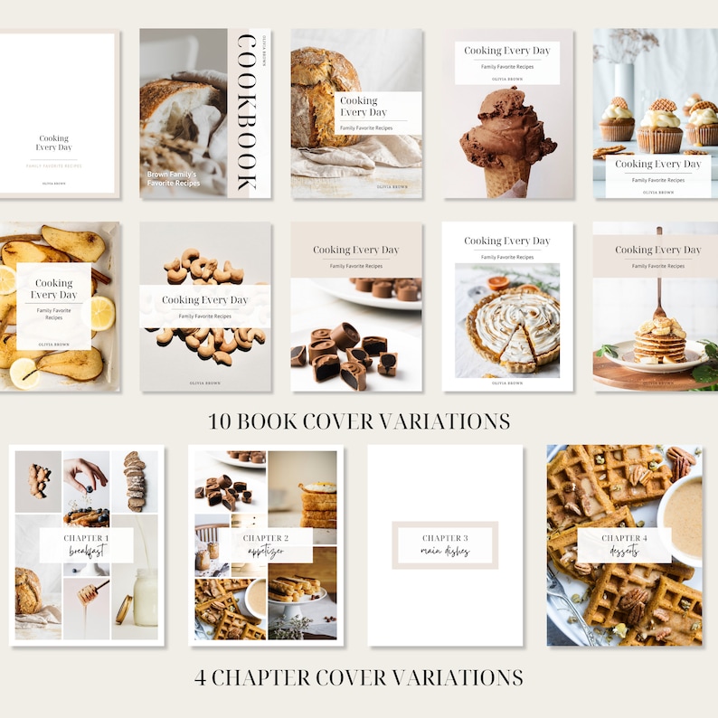 100 Page Cookbook Template, Recipe Book Template, Cook Book Template, Recipe Template, Canva Templates