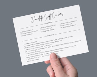Minimalist Recipe Card Template, Editable and Printable Simple Recipe Card, Modern Personalized Recipe Print Instant Download