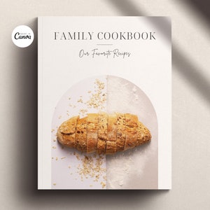 Modelo de livro de receitas minimalista, modelo de livro de receitas editável, pasta de receitas para impressão, modelos do Canva