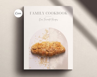 Minimal Cookbook Template, Editable Recipe Book Template, Printable Recipe Binder, Canva Templates