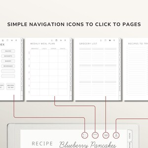 Digital Recipe Book for reMarkable 2 & 1, Hyperlinked Recipe Journal with Index ,12 Categories, Weekly Meal Planner & Grocery List