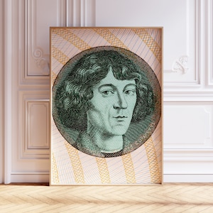 Nicolaus Copernicus Bank Note Wall Art Print - Historical Figure Vintage Money Poster
