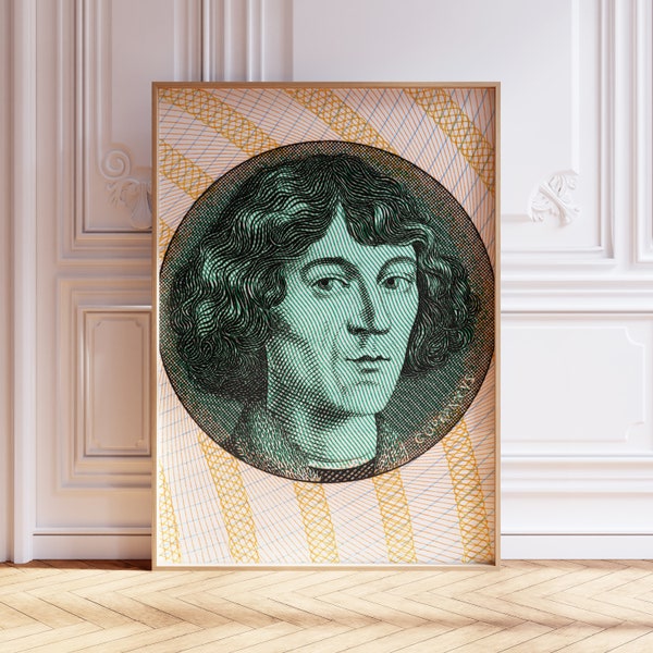 Nicolaus Copernicus Bank Note Wall Art Print - Historical Figure Vintage Money Poster