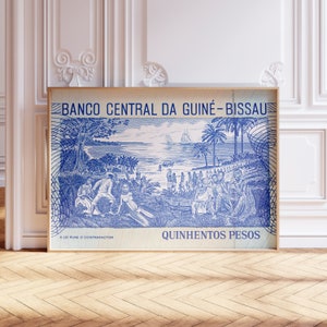 Plakat ścienny w stylu banknotu peso z Gwinei Bissau - Pieniądze kolekcjonerskie - Pomysł na wyjątkowy prezent urodzinowy