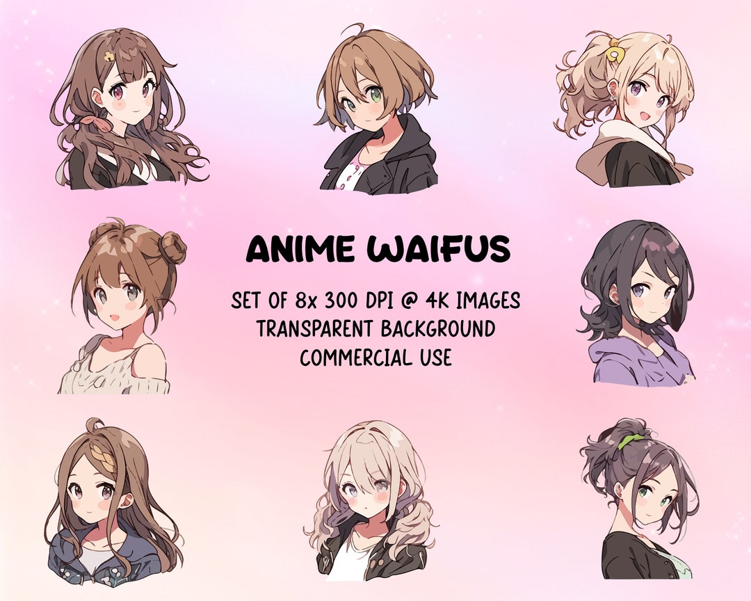 Anime Waifu Clip Arts Captivating Illustrations for True Etsy