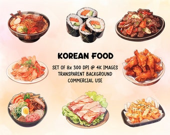 Korean Cuisine Clip Arts: Elevate Your Designs with Culinary Delights, PNG, Instant Digital Download, Commercial Use