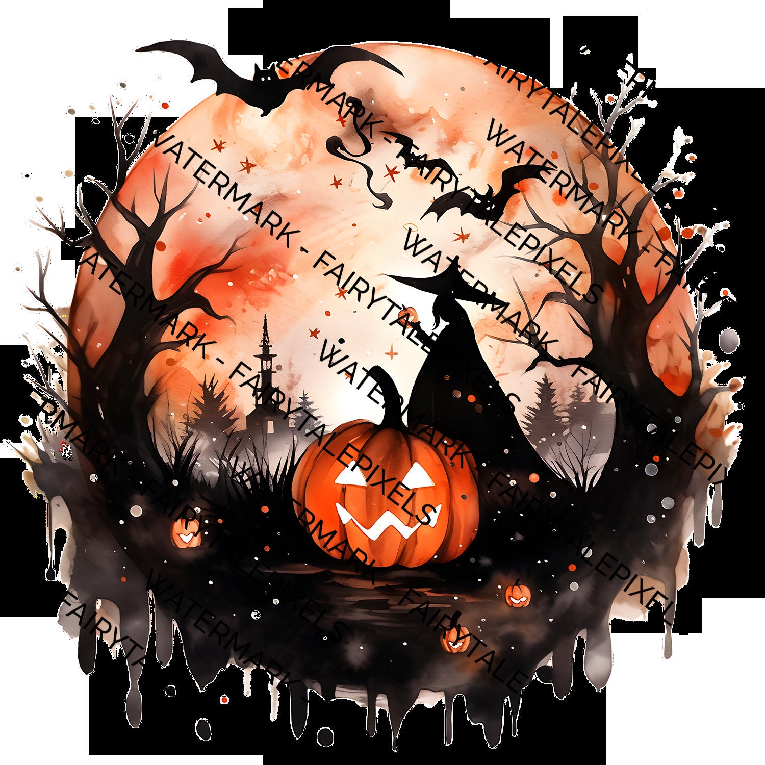 Scary Halloween Clip Art Collection, DIY Projects, Books, PNG, Instant