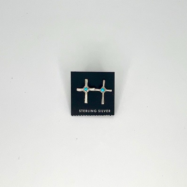 Legacy Cross Stud Earrings, Silver main image 1