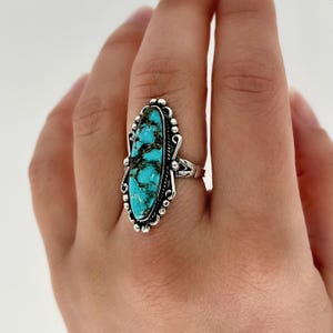 Navajo Ring with Genuine Spiderweb Turquoise set in Sterling Silver