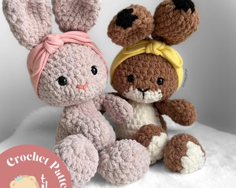 Lot de petits lapins câlins au crochet | Petits pains et Luna | Décoration de chambre d'enfant | Lapin de Pâques | Cadeau de Pâques | Devine combien je t'aime lapin