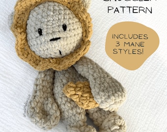 CROCHET PATTERN | Lion Snuggler | Crochet Lovey | Ruari the Brave Lion | Baby Gift | Nursery Decor | Neutral Nursery Decor