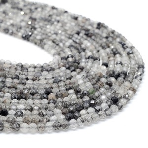 Natural Black Rutile Faceted Round Beads | Approx 2-1\2 mm Black Rutile Beads | 12'' Inch Rutile Beads Strand | For Jewelry Making & Crafts