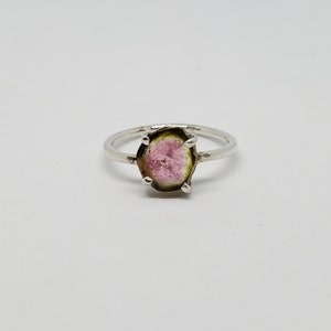 Natural Bio Watermelon Tourmaline Ring In Sterling Silver | Adorable Silver Ring | 925 Sterling Silver Jewelry | Handmade Silver Jewelry