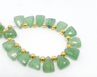 Green Strawberry Quartz Briolette Beads: Faceted Triangle Gemstone Beads