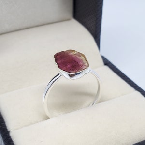 Beautiful Pink Tourmaline Raw Ring In Sterling Silver | Everyday Silver Ring | 925 Sterling Silver Jewelry | Handmade Silver Jewelry