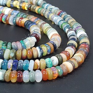 Multi Color Ethiopian Opal Rondelle Beads | 5 mm to 6 mm Semi Precious Beads | 17&quot; Inch Strand Ethiopian Opal Beads | For Jewelry Making