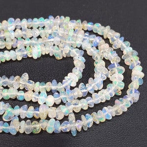 Natural Ethiopian Opal Rough Beads |3 mm to5 mm Multi Fire Raw Opal Beads | 16&#39;&#39; Inch Opal Polished Rough beads Strand | For Jewelry making
