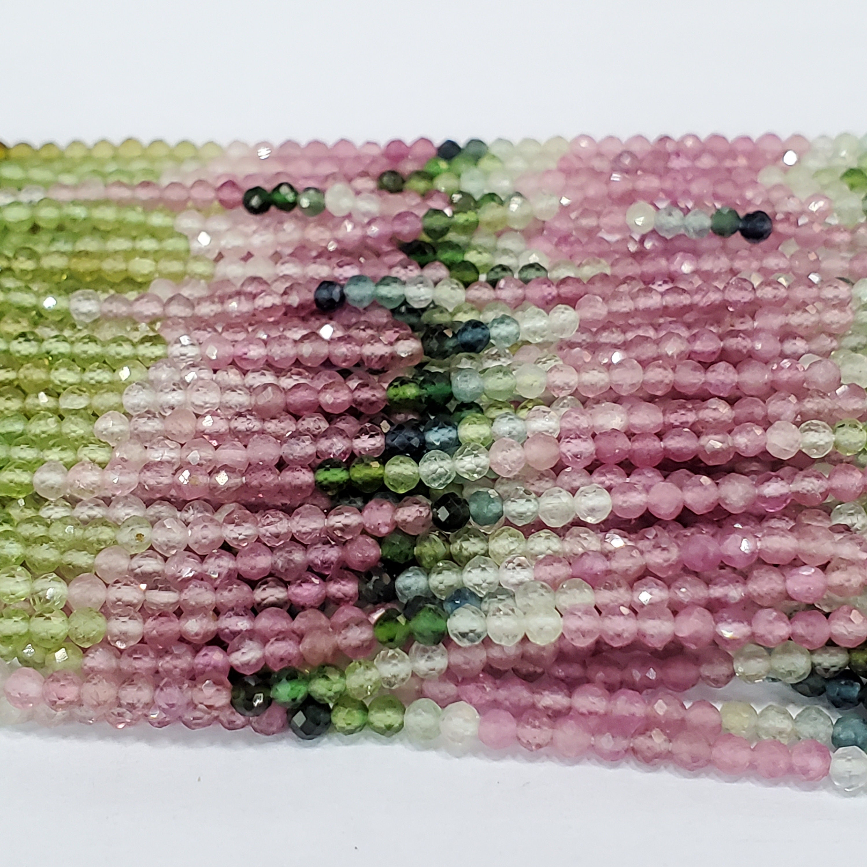 Perles De Tourmaline à Facettes 3 Mm - Rondelle Multicolore Naturelle - Lot En Gros
